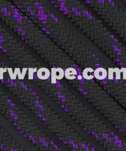 E. L. Wood Braiding Co. Paracord 550 - Black W/ Acid Purple X #217