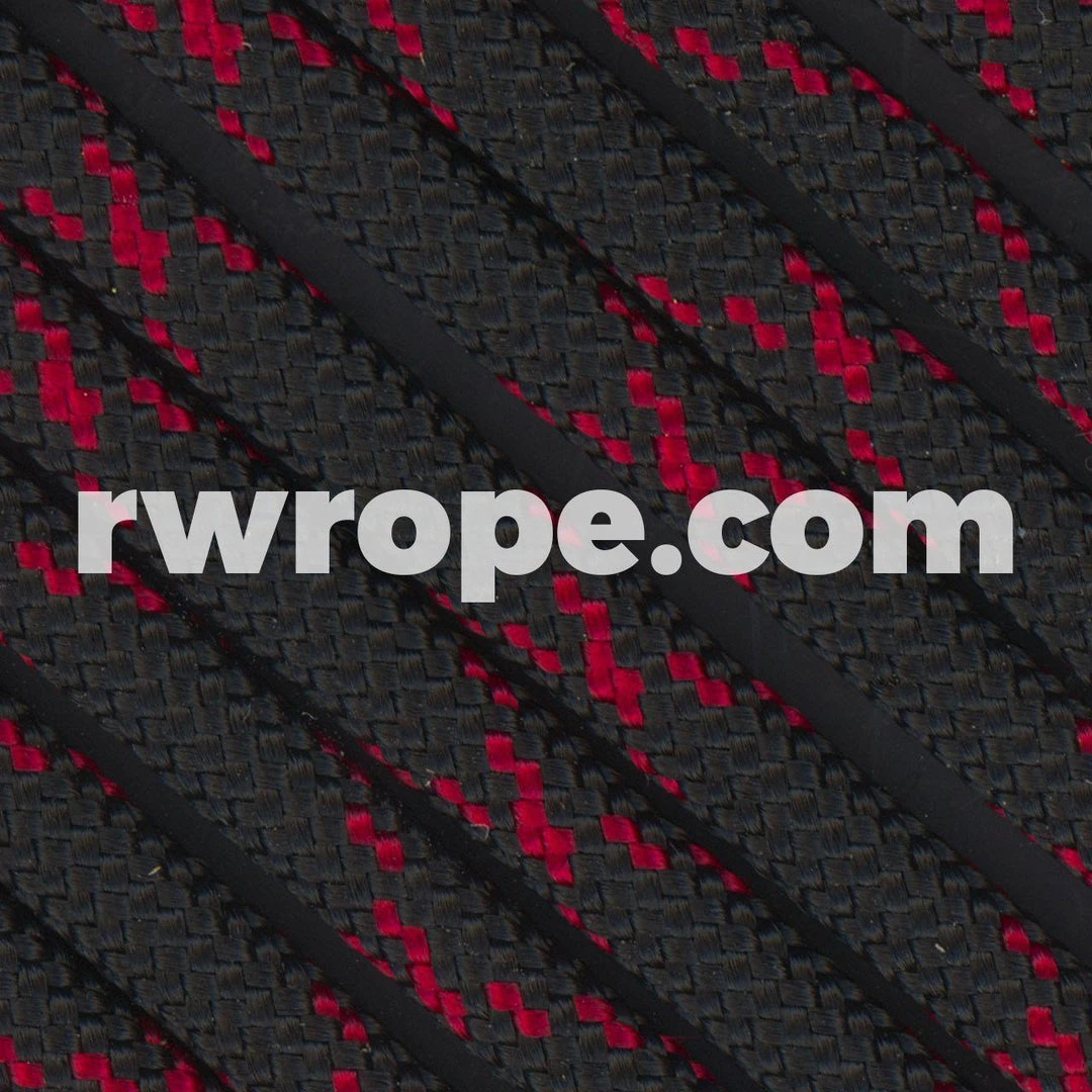 E. L. Wood Braiding Co. Paracord 550 - Black With Imperial Red X #247 1 E. L. Wood Braiding Co. Paracord 550 - Black With Imperial Red X #247