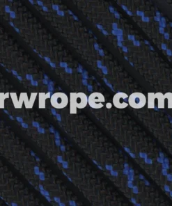 E. L. Wood Braiding Co. Paracord 550 - Black With Royal Blue X #249