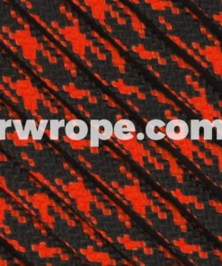 E. L. Wood Braiding Co. Paracord 550 - Black With Neon Orange Camo #250