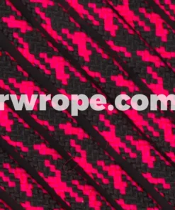 E. L. Wood Braiding Co. Paracord 550 - Black With Neon Pink Camo #251