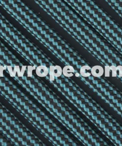 E. L. Wood Braiding Co. Paracord 550 - Neon Turquoise And Black Stripe #314